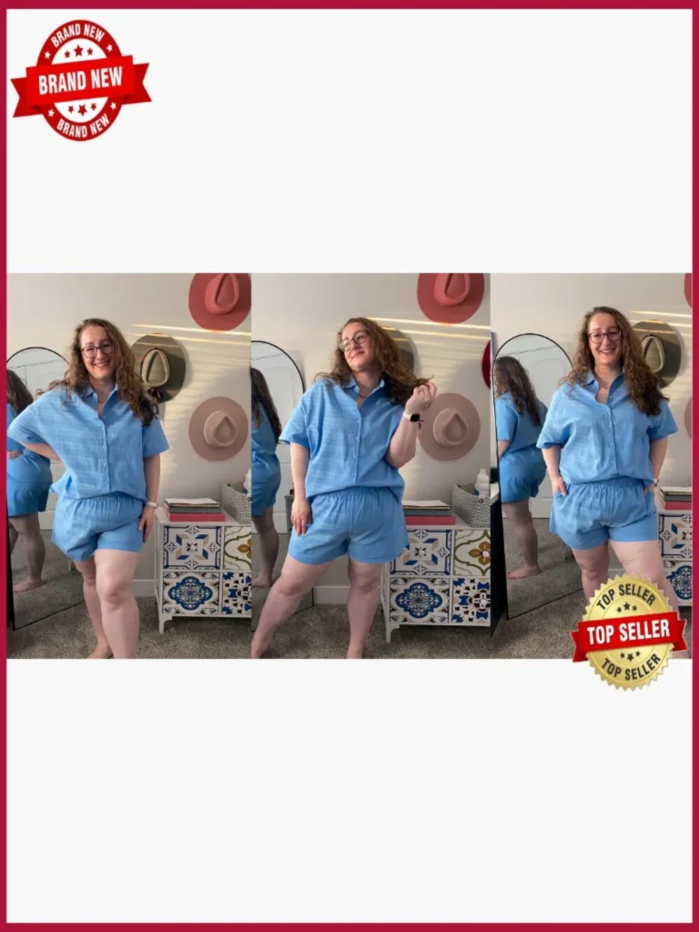 Plus Size 2 Piece Tracksuit Set Cotton Linen Short Sleeve Summer Shorts Set